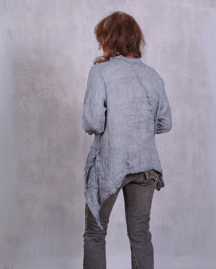 'almost like denim' linen gauze detailed loose top