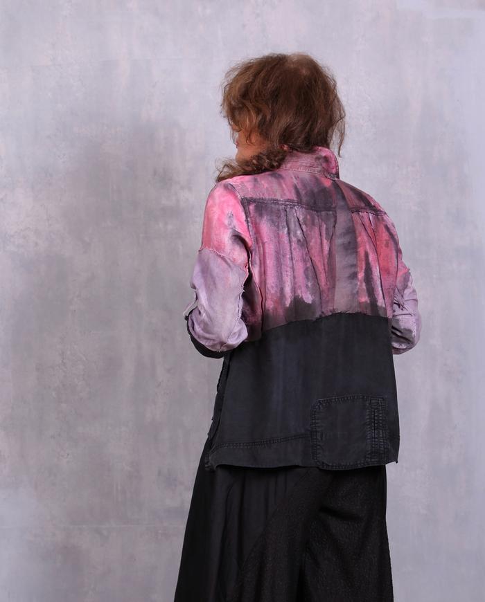 'on a pink lagoon' hand-painted contrast blouse