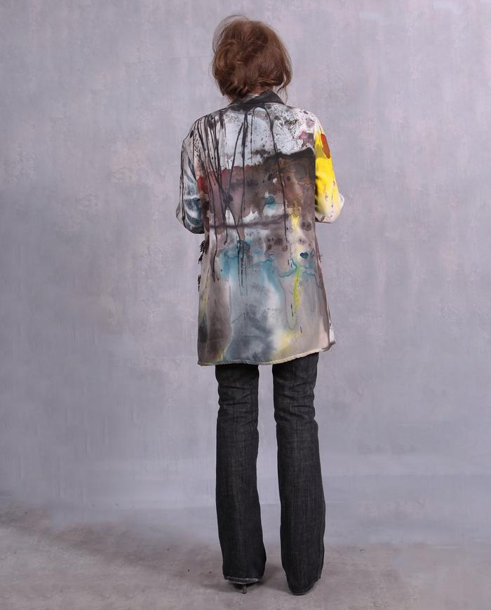 'a colorful life' detailed mixed fabrics silk blouse/tunic