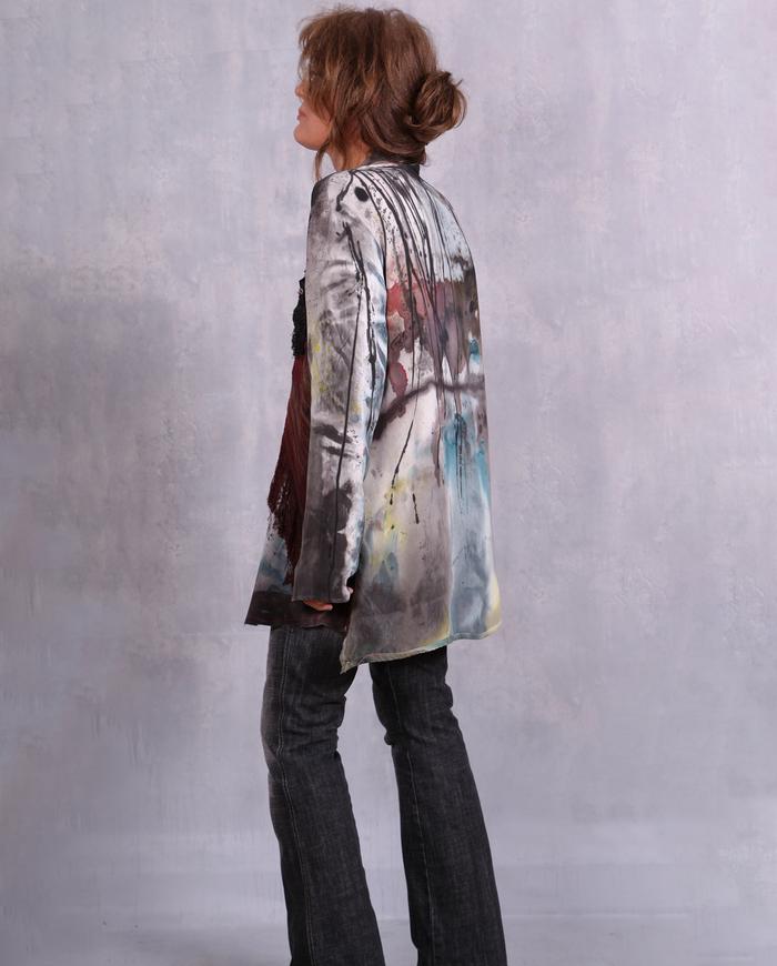 'a colorful life' detailed mixed fabrics silk blouse/tunic