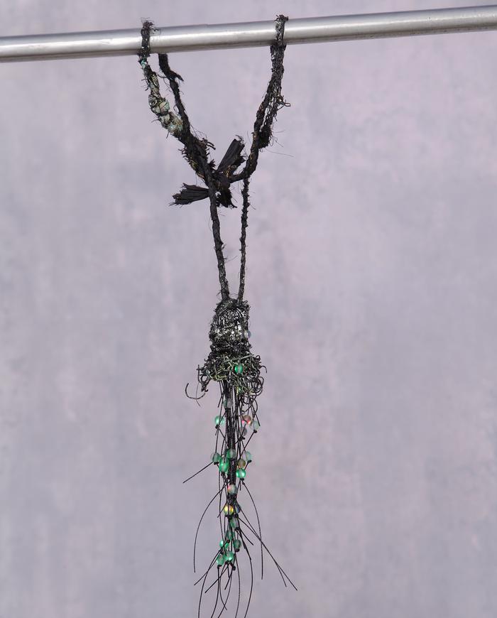 'mermaid's tail' fiber art pendant necklace