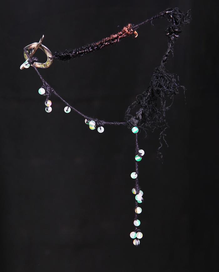 'down the bubbly waterfall' fibers and beads necklace