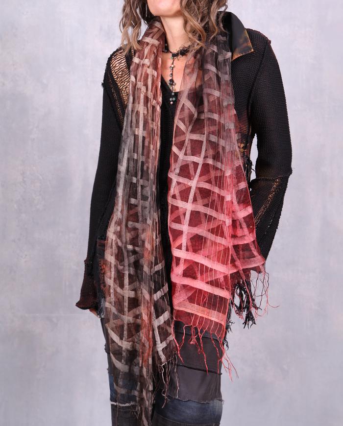 'check it out' hand-painted graduated sheer silk full scarf