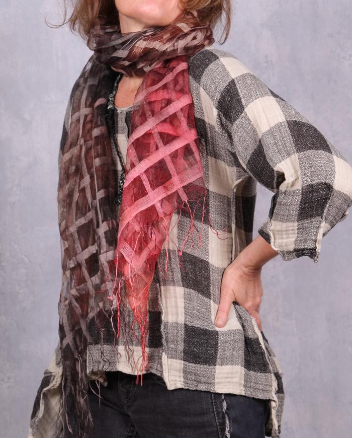 'check it out' hand-painted graduated sheer silk full scarf