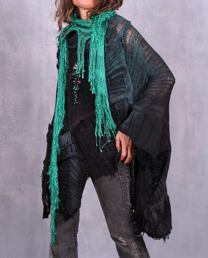 'feel the teal' silky knitted x-long scarf