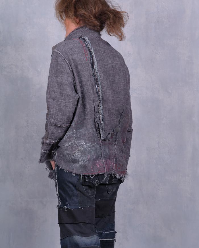 'focused on gray' heavy linen textured jacket