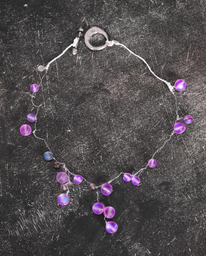 'magenta raindrops' art necklace