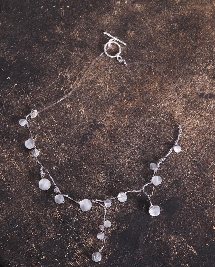 'white raindrops' art necklace