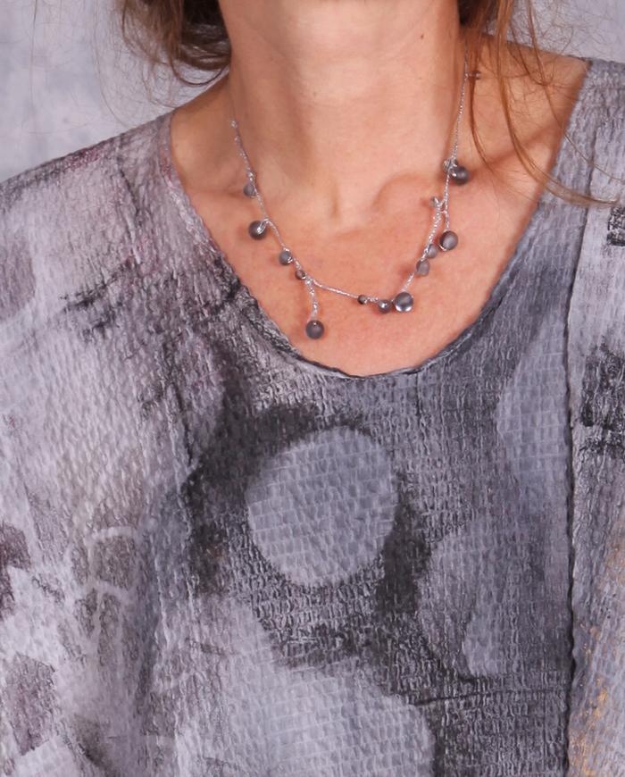 'smokey raindrops' art necklace