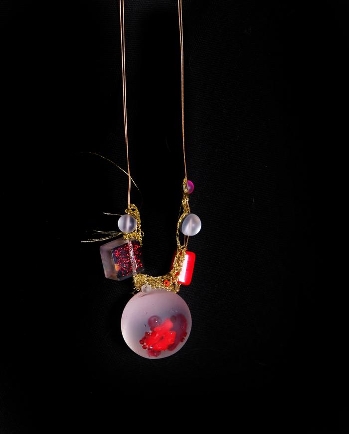 'red moon glowing' art necklace