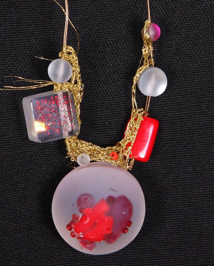 'red moon glowing' art necklace