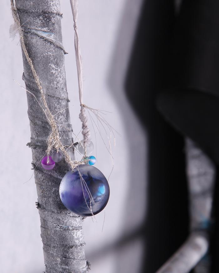 'purple moon, colorful stars' art necklace