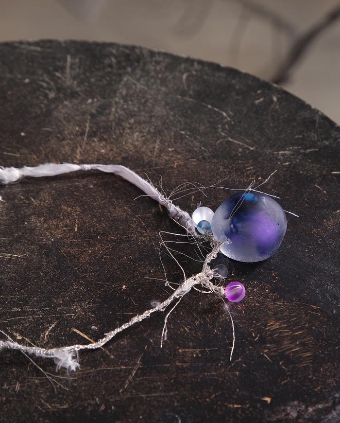 'purple moon, colorful stars' art necklace