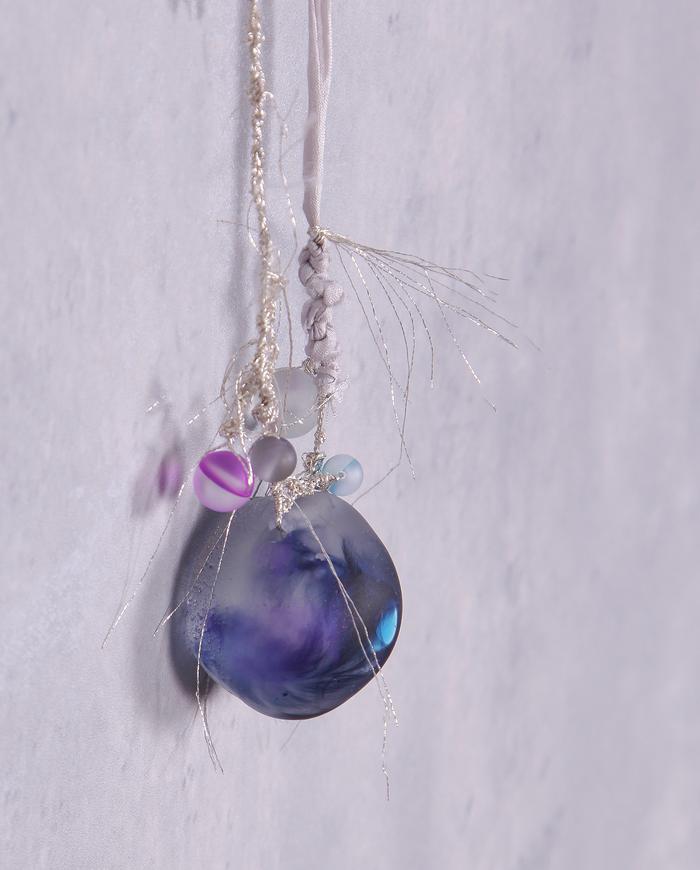 'purple moon, colorful stars' art necklace