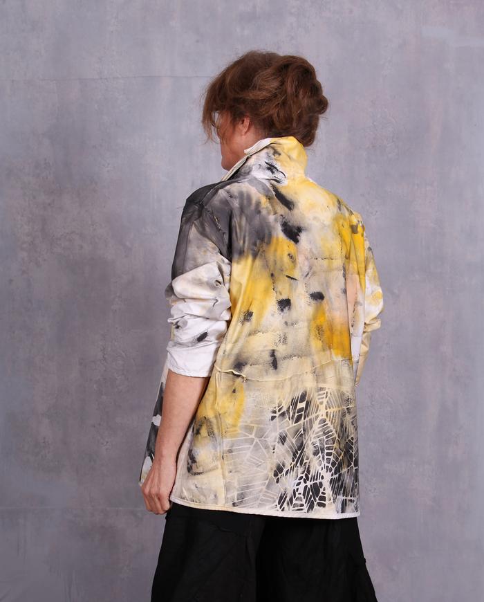 'between time and space' crisp hand-painted graphic jacket