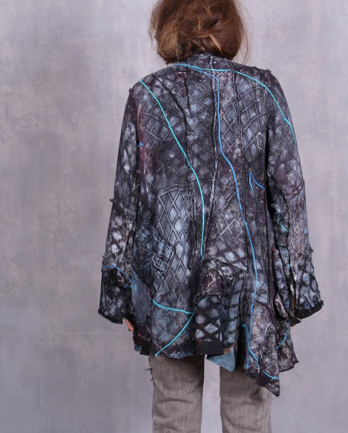 'bet you can't count the lines' full a-line kaftan jacket