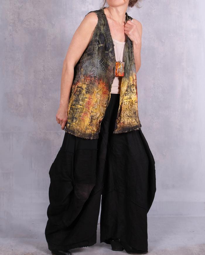 'faint memories' crinkled silk art vest