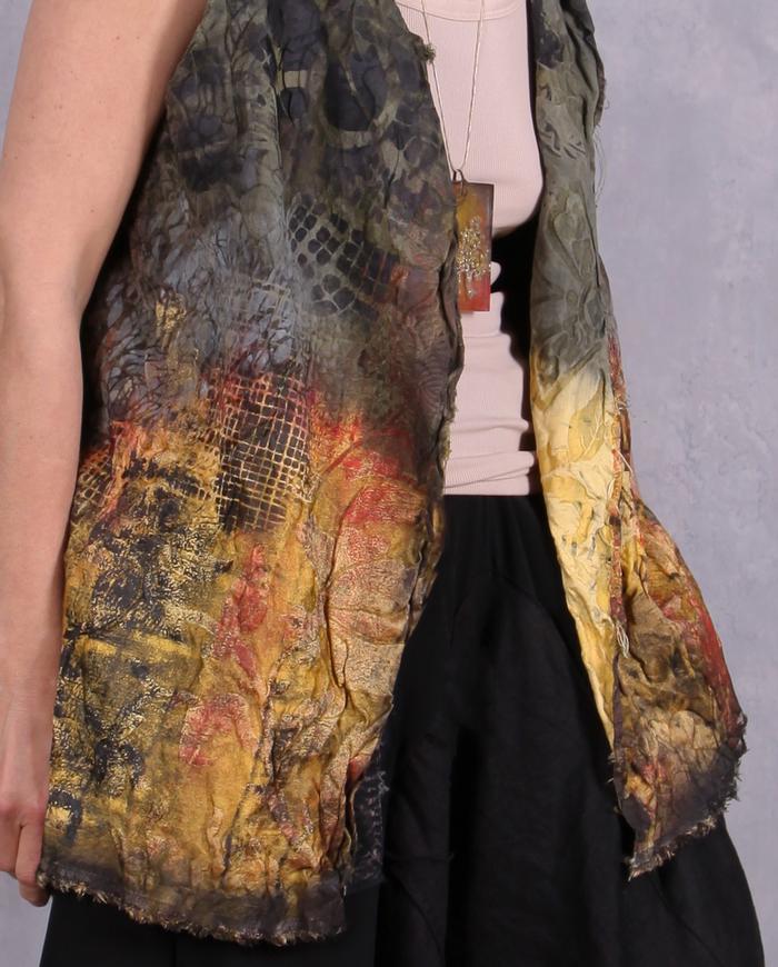 'faint memories' crinkled silk art vest