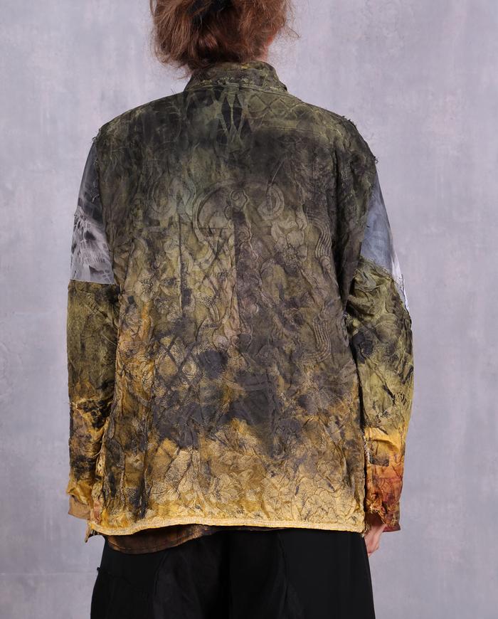 'light and shadow play' textured ombre silk jacket