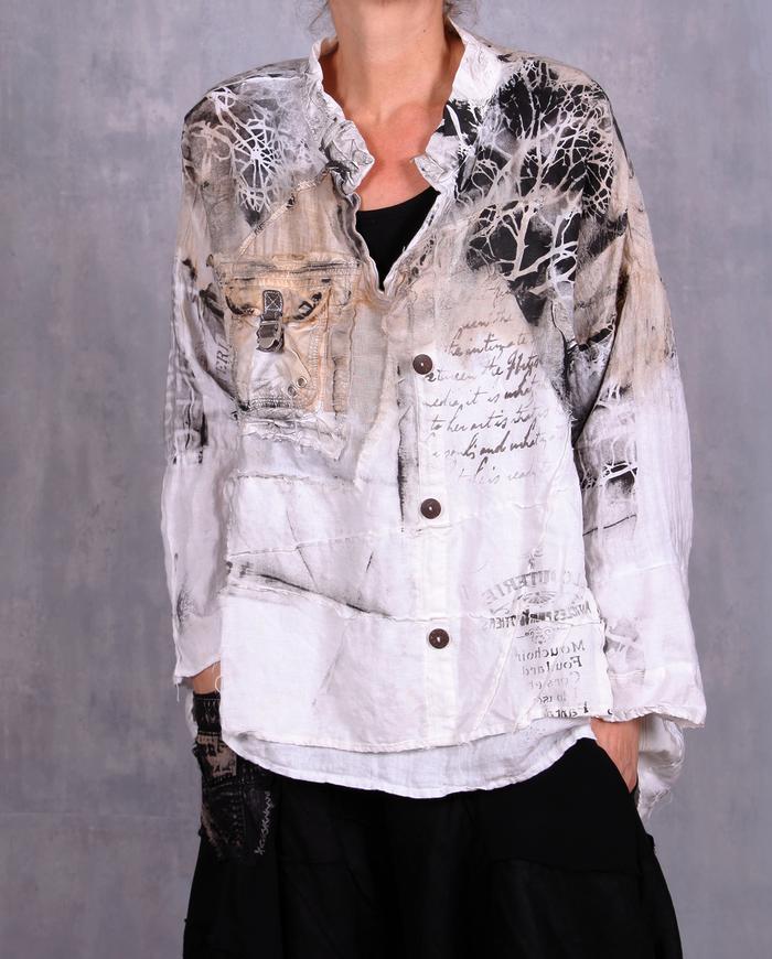 'one with nature' neutral modern painted blouse