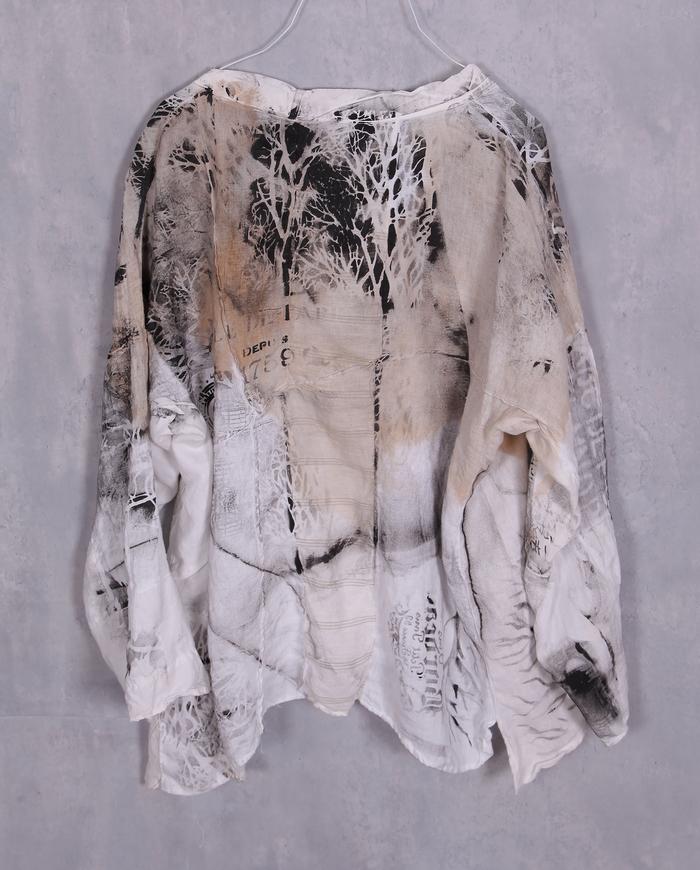 'one with nature' neutral modern painted blouse