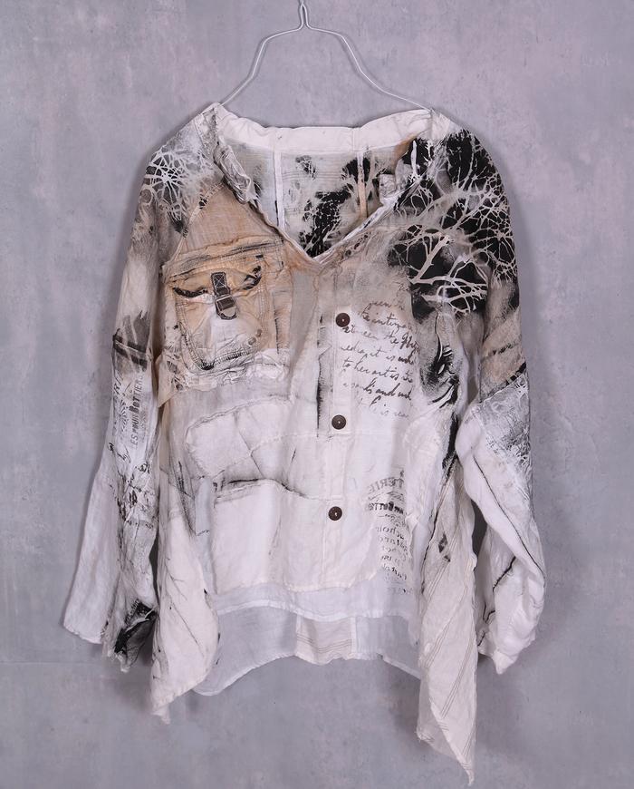 'one with nature' neutral modern painted blouse