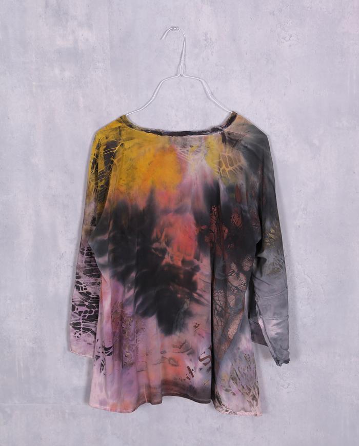 'sunrise in the Amazon' painted silk crepe blouse