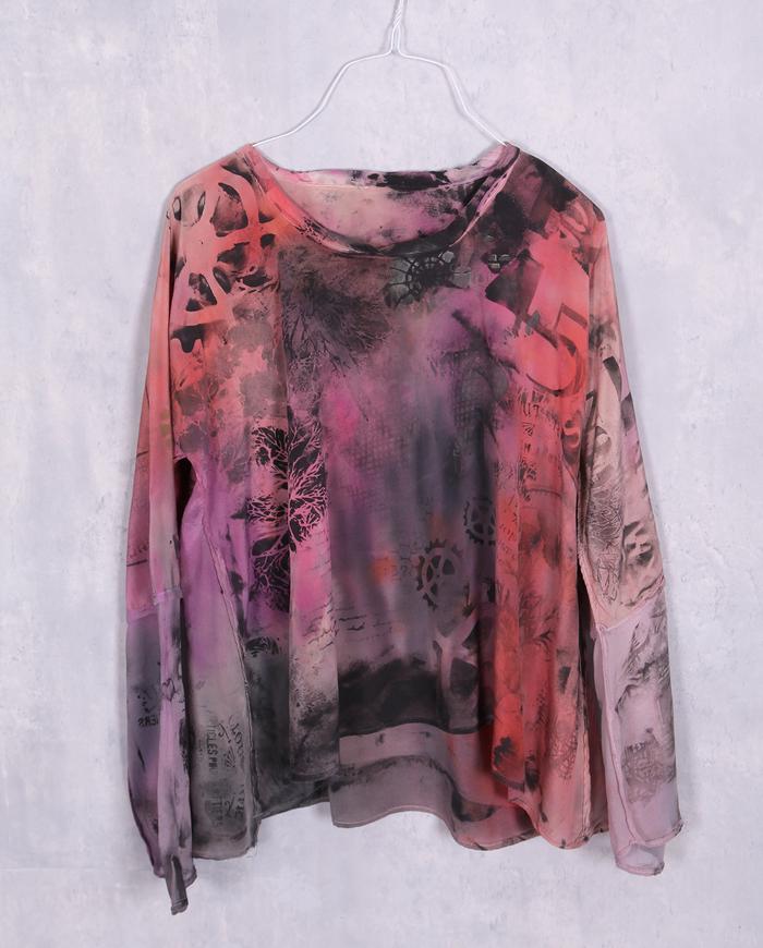 'a fleeting dream' painted silk blouse