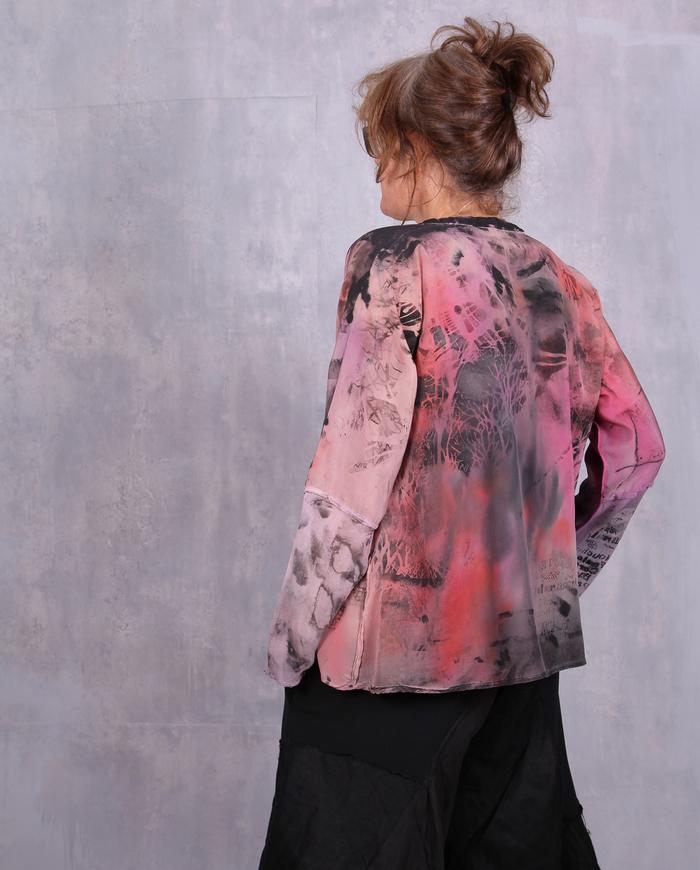 'a fleeting dream' painted silk blouse