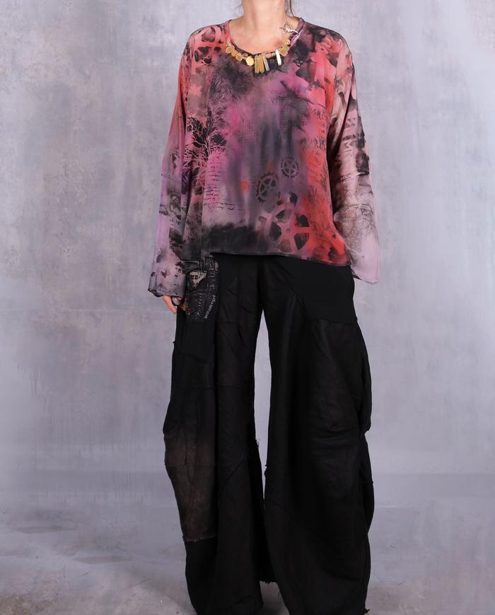 'a fleeting dream' painted silk blouse