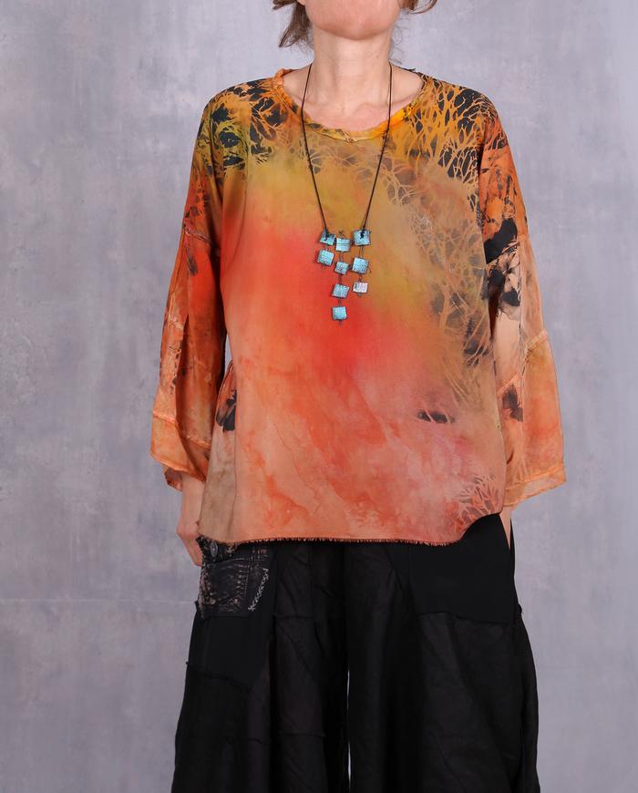 'from sun to evening' lightweight silk art blouse