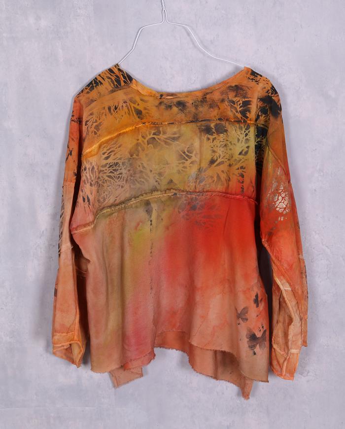 'from sun to evening' lightweight silk art blouse