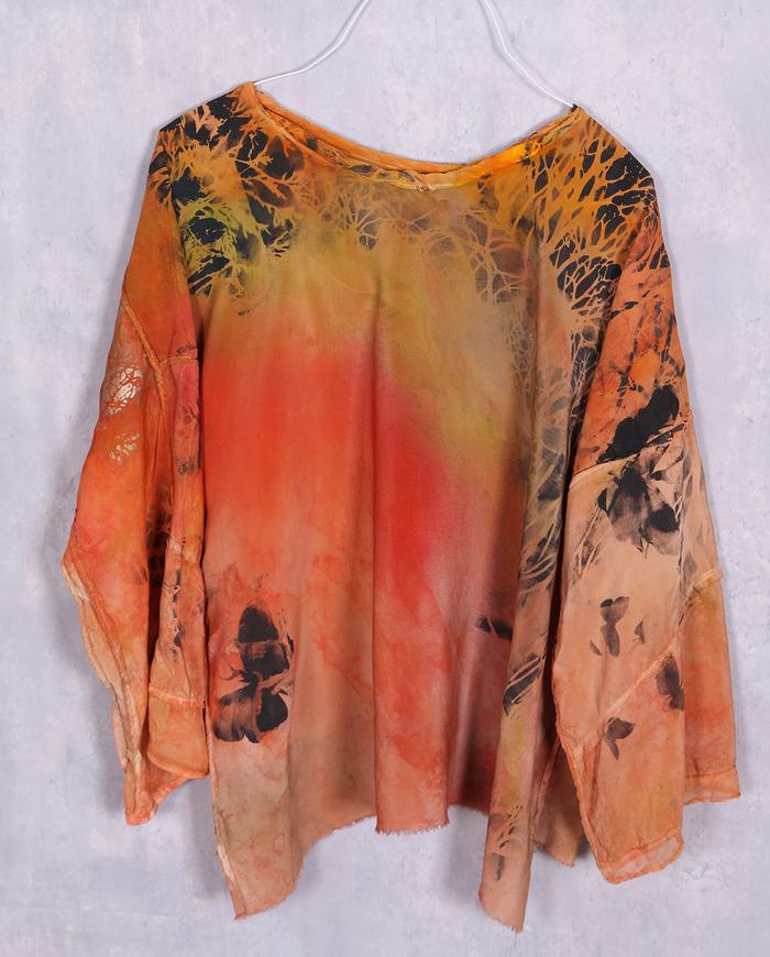 'from sun to evening' lightweight silk art blouse