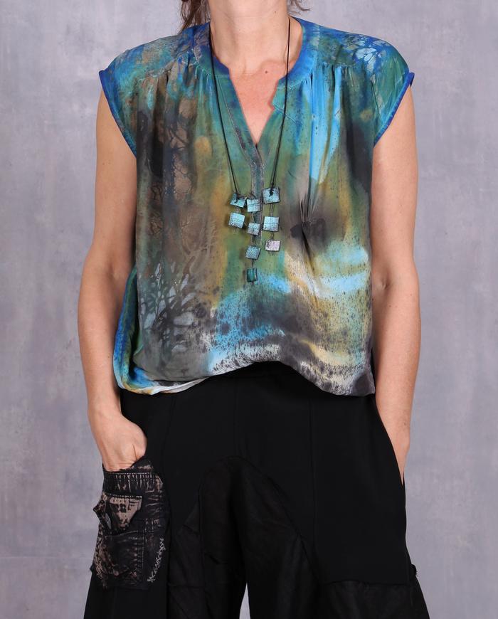 'midsummer fairy tale' painted asymmetrical blouse