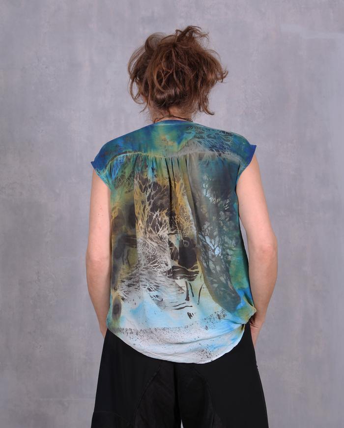 'midsummer fairy tale' painted asymmetrical blouse