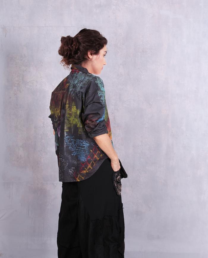 'wild buttons' asymmetrical roomy painted shirt