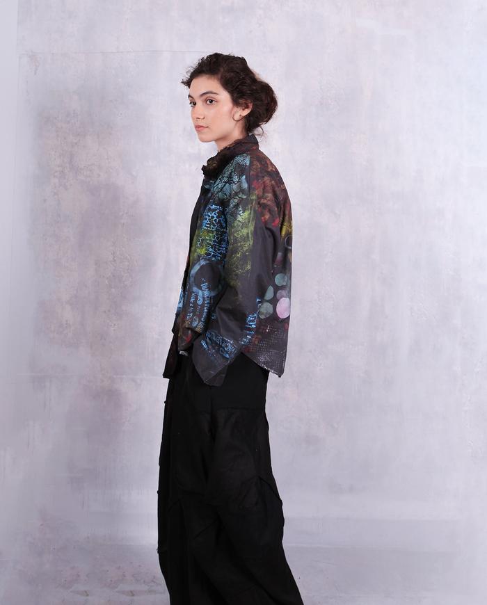 'wild buttons' asymmetrical roomy painted shirt