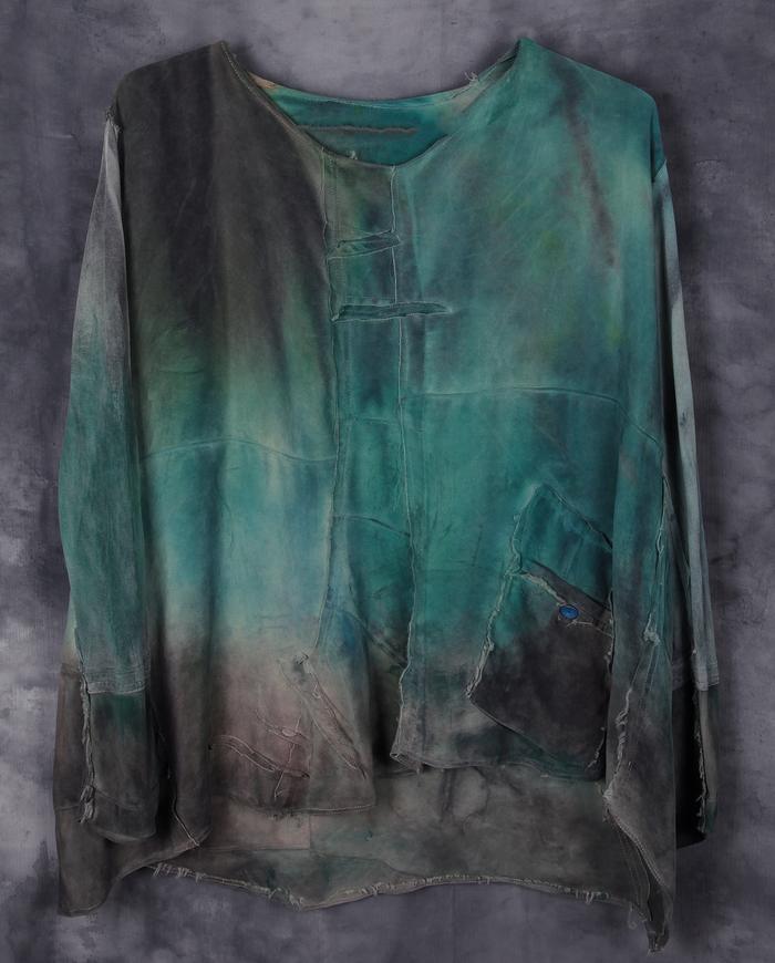 Art-to-Wear by Tatiana Palnitska - distressed loose-fitting silk crepe ...