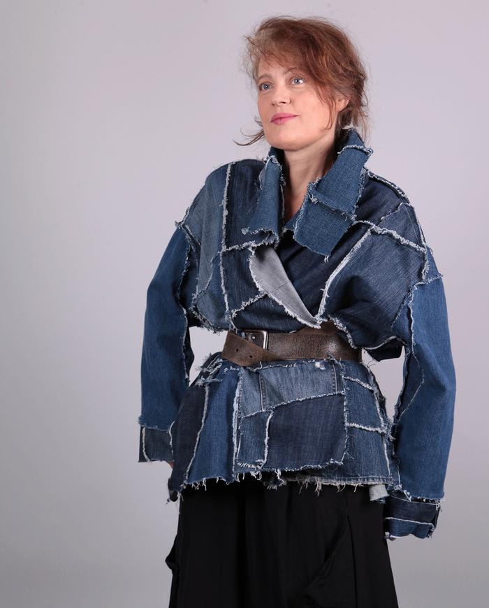 'in love with denim' patchwork oversized/one size jacket